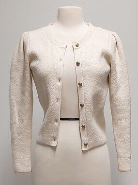AYR, Cream, Cotton Bouclé, L/S, Button-front Cardigan, Size: S